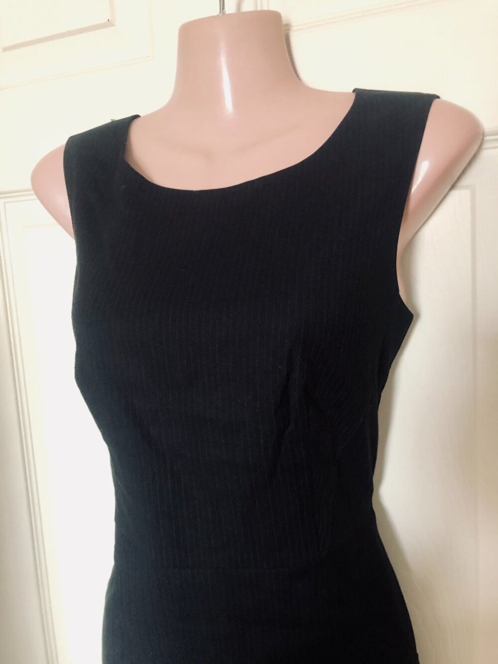 NWT Mexx Metropolitan Black Pinstripe Sheath Dress Size 34 Fitted Stretch Office - Picture 5 of 16